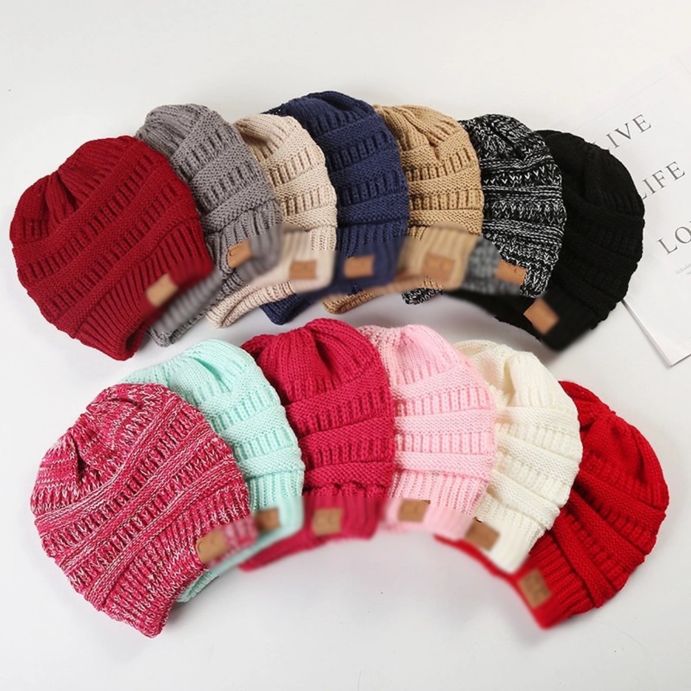 Lizzie+Anne Stretch High Bun Ponytail Beanies
